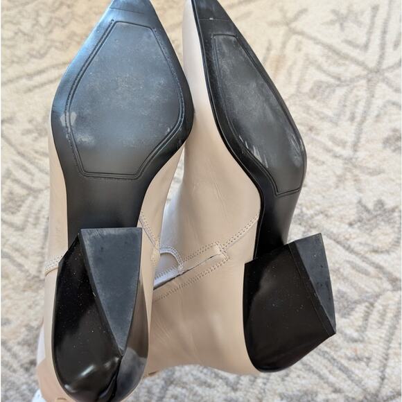 Franco Sarto Anina Chalk White Point Toe Leather Ankle Boots, size 9M - Picture 6 of 9